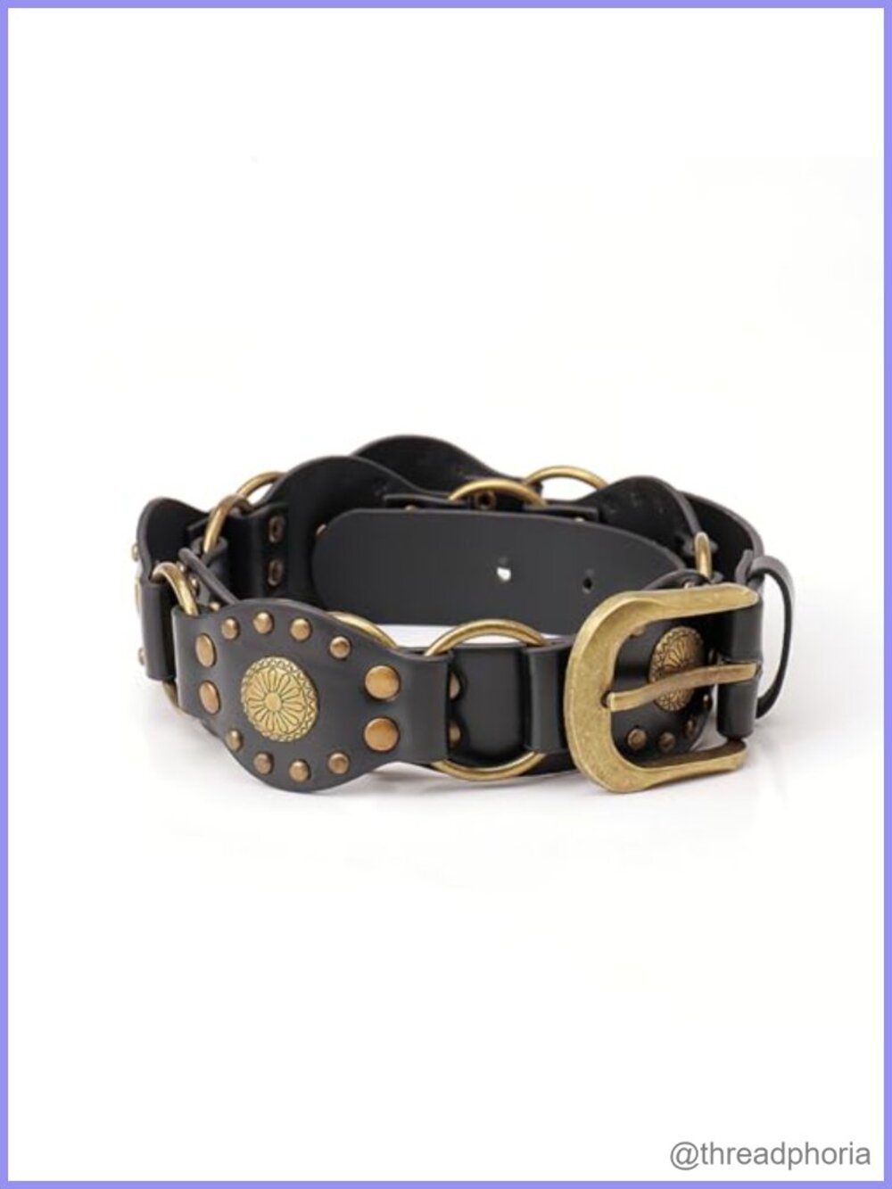Western Leather Belt Concho Cowgirl Cowboy Disc Belt for Ladies